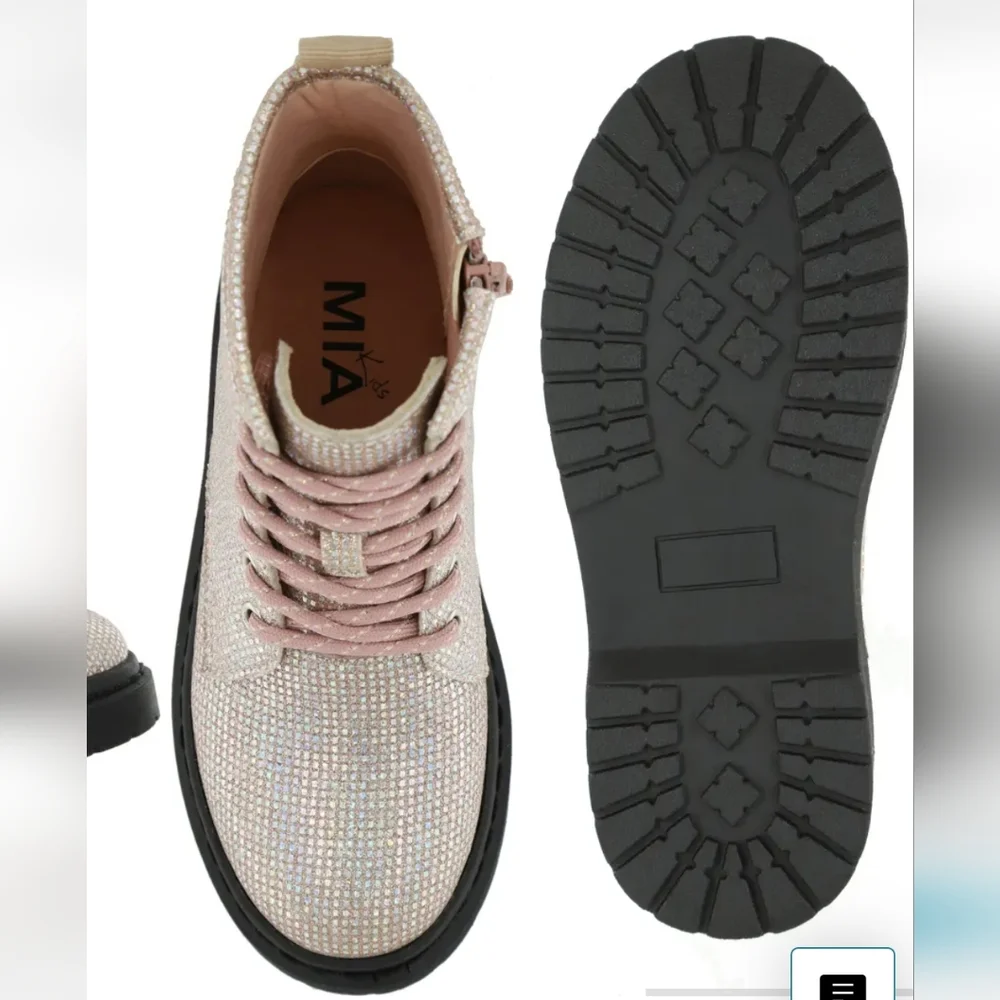 MIA- Little Kids' Jayn Glitter Lug Sole Lace-Up Boot - Picture 2 of 4